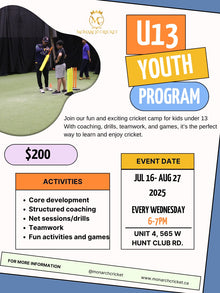  YOUTH CRICKET PROGRAM  SUMMER 2025 ( JUL 16 - AUG 28)