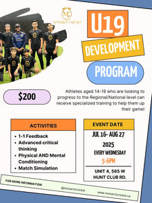  U19 CRICKET DEVELOPMENT PROGRAM  SUMMER 2025 ( JUL 16 - AUG 28)