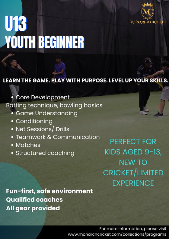 YOUTH BEGINNER CRICKET PROGRAM MAY - JUNE 2025 ( MAY 2- JUN 27)